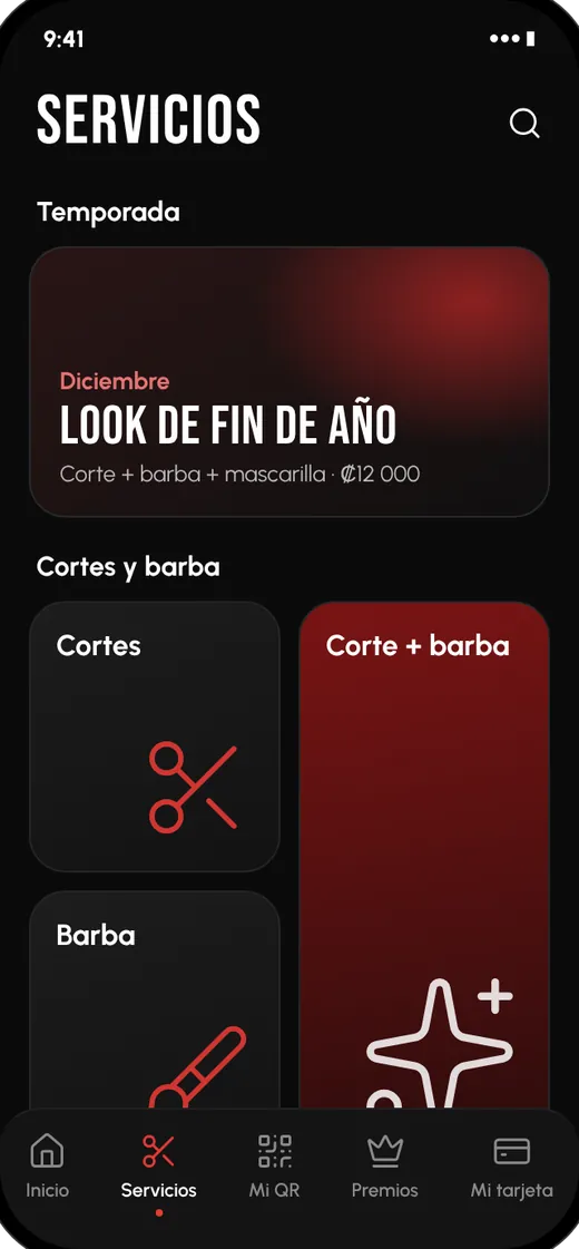 Servicios de la barbería