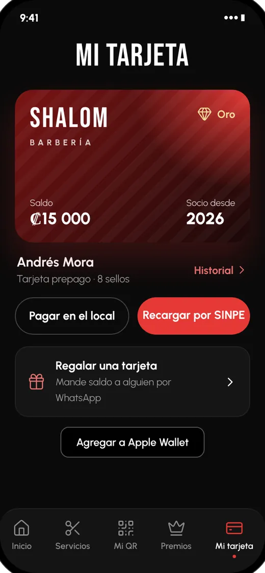 Tarjeta con saldo